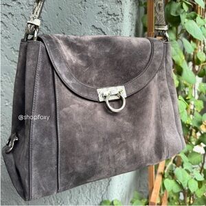 Salvatore Ferragamo Suede and Python Shoulder Bag